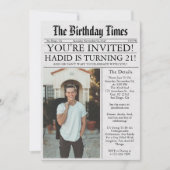 Invitation Journal Unique Fun Photo 21e Anniversaire (Devant)