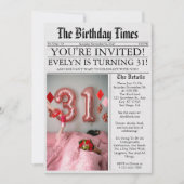 Invitation Journal Unique Fun Photo 31e anniversaire fête (Devant)