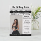 Invitation Journal Unique Fun Photo Fille 20e Anniversaire (Debout devant)