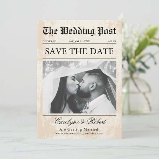 Invitation Journal Unique Fun Photo Save the Date Mariage (Debout devant)