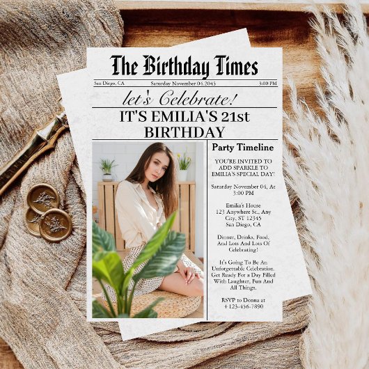 Invitation Journal Unique Photo Amusant Fête d'anniversaire 2