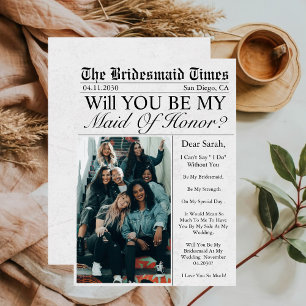 Invitation Journal Unique Photo Demoiselle d'Honneur Proposit