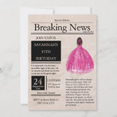 Invitation Journal Vintage Quinceañera Fuchsia Rose (Devant)