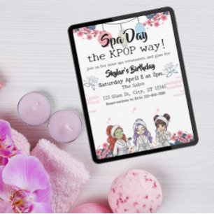 Invitation Journée au spa à la KPOP pour anniversaire