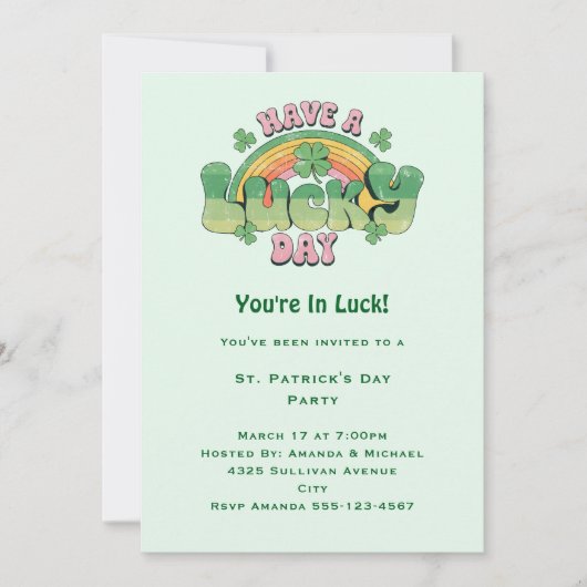 Invitation Journée chanceuse Style Rétro St. Patrick's Day (Devant)