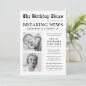 Invitation Journée d'anniversaire avec un journal unique pour (Debout devant)