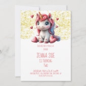 Invitation Journée de la Saint-Valentin Licorne Mignonne (Devant)