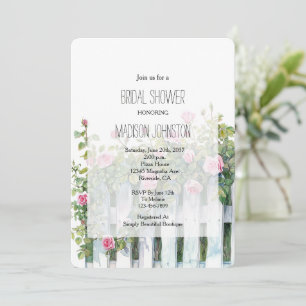 Invitation Journée de mariage aux roses roses et à la clôture