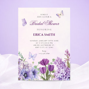Invitation Journée de mariage dans un jardin floral pourpre