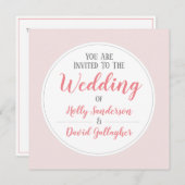 Invitation Journée de mariage simple rose gris et blanc (Devant / Derrière)