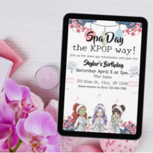 Invitation Journée de spa à la KPOP pour anniversaire