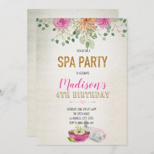 Invitation journée de spa aquarelle (Devant / Derrière)