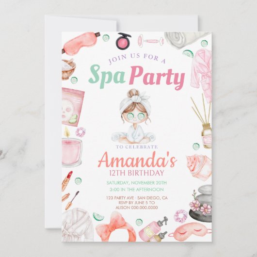 Invitation Journée élégante de spa d'anniversaire (Devant)