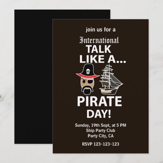 Invitation Journée internationale du pirate (Devant / Derrière)