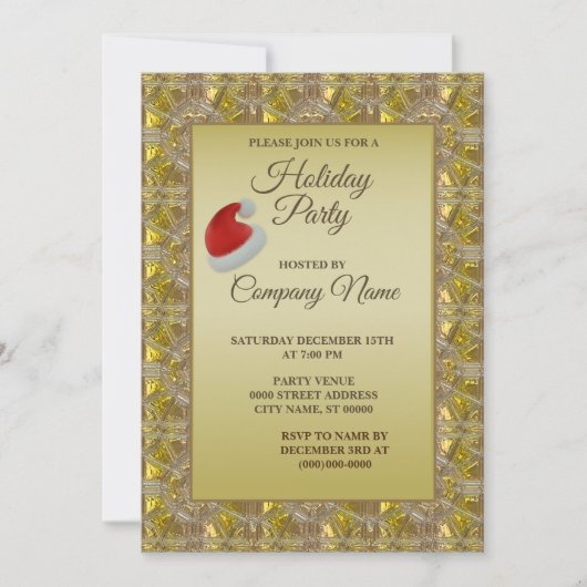 Invitation Jours fériés de Noël doré (Devant)