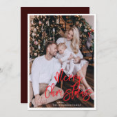 Invitation Jours fériés de Noël moderne Script rouge avec pho (Devant / Derrière)