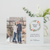 Invitation Jours fériés de Noël Monogramme photo (Debout devant)