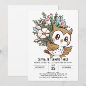 Invitation Jovely Little Digital Owl Anniversaire (Devant / Derrière)