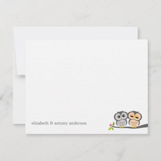 Invitation Jovely Owls Custom Flat Merci Notes (Devant)