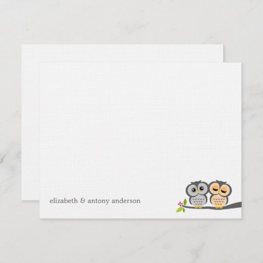 Invitation Jovely Owls Custom Flat Merci Notes (Devant / Derrière)