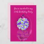 Invitation Jovely Pansy Atomizer fête d'anniversaire (Devant / Derrière)