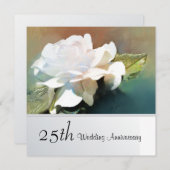 Invitation Jovely Tea Rose 25ème fête Mariage Anniversaire (Devant / Derrière)