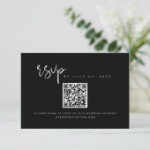 Invitation JOVI Edgy Noir et Blanc QR Code Mariage RSVP (Debout devant)
