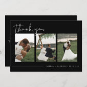 Invitation JOVI Moderne Edgy Black Photo Mariage Merci (Devant / Derrière)