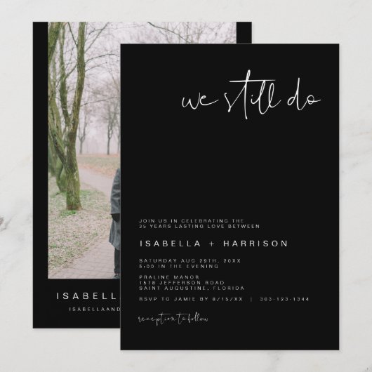 Invitation JOVI Moderne Noir Renouvellement de Voeux Nous Tou (Devant / Derrière)