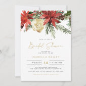 Invitation JOVI Vacances Rouge et Or Poinsettia Fête des mari (Devant)