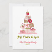 Invitation Joy Peace and Love Christmas Tree Card (Devant)