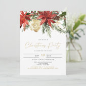 Invitation JOY Poinsettia Red Floral Fête (Debout devant)