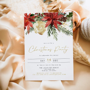 Invitation JOY Poinsettia Red Floral Fête