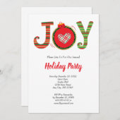 Invitation Joy Red Green Noël Fête de Noël (Devant / Derrière)