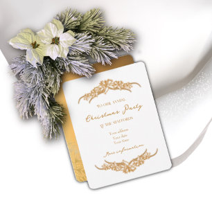 Invitation Joy to the World Gold Poinsettia Christmas Card