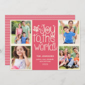 Invitation Joy to the World Multi Photo Christmas Card (Devant / Derrière)