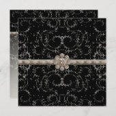 Invitation Joyau à l'apparence argentée Bling Octagonal Diamo (Devant / Derrière)