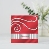 Invitation Joyau blanc rouge Diamants Argent Anniversaire (Debout devant)