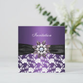 Invitation Joyau blanc violet Floral Elegant Class (Debout devant)