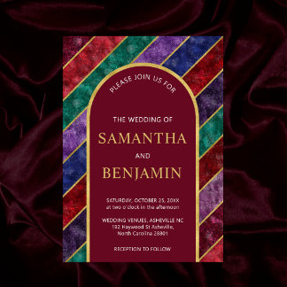 Invitation Joyau d'arc de luxe Tone Bourgogne Mariage or