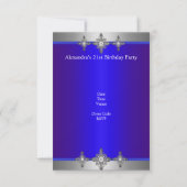 Invitation Joyau d'argent bleu élégant 21e anniversaire (Dos)