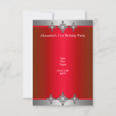 Invitation Joyau d'argent rouge élégant 21e anniversaire (Dos)