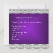 Invitation Joyau d'argent violet élégant 16e anniversaire (Dos)