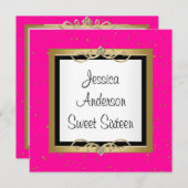 Invitation Joyau de 16 taches d'or noir rose (Devant / Derrière)