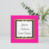 Invitation Joyau de 16 taches d'or noir rose (Debout devant)