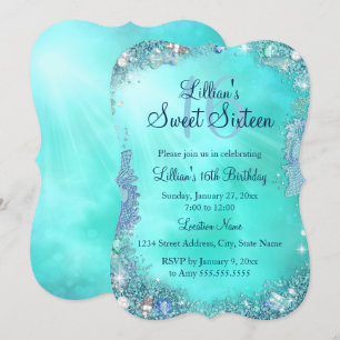 Invitation Joyau de l'océan turquoise Sweet 16 Anniversaire I