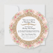 Invitation Joyau d'or aux fleurs roses rousses (Dos)