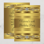 Invitation Joyau d'or élégant Womans Gold 50e anniversaire (Devant / Derrière)