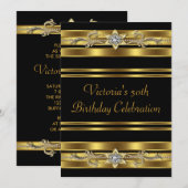 Invitation Joyau d'or Femmes Gold 50e fête d'anniversaire (Devant / Derrière)