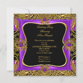 Invitation Joyau d'or Léopard violet Noir Anniversaire (Dos)